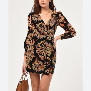 Adelyn Rae Abby Velvet Burnout Wrap Mini Dress NWT